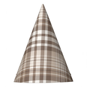 Chapeaux De Fêtes Motif carreaux ton terre neutre Tartan