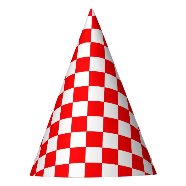Chapeaux De Fêtes Motif chèque À damiers blanc rouge (Devant)