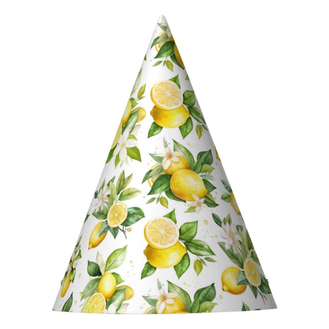 Chapeaux De Fêtes Motif citron, Fleurs de citron, Feuilles, Citrus (Devant)