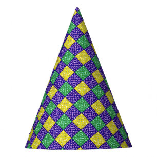 Chapeaux De Fêtes Motif de carnaval de diamant de harlequin de mardi