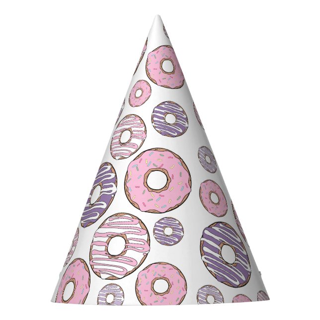 Chapeaux De Fêtes Motif De Donuts, Donuts Roses, Donuts Violets (Devant)