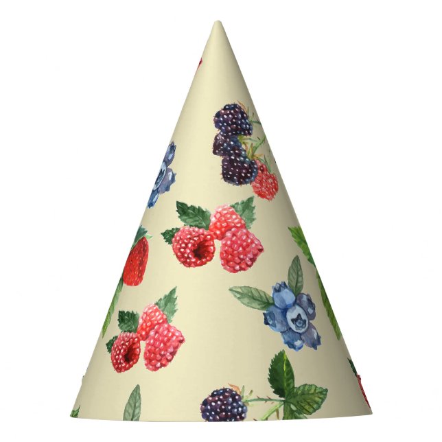 Chapeaux De Fêtes Motif de framboise d'aquarelle (Devant)