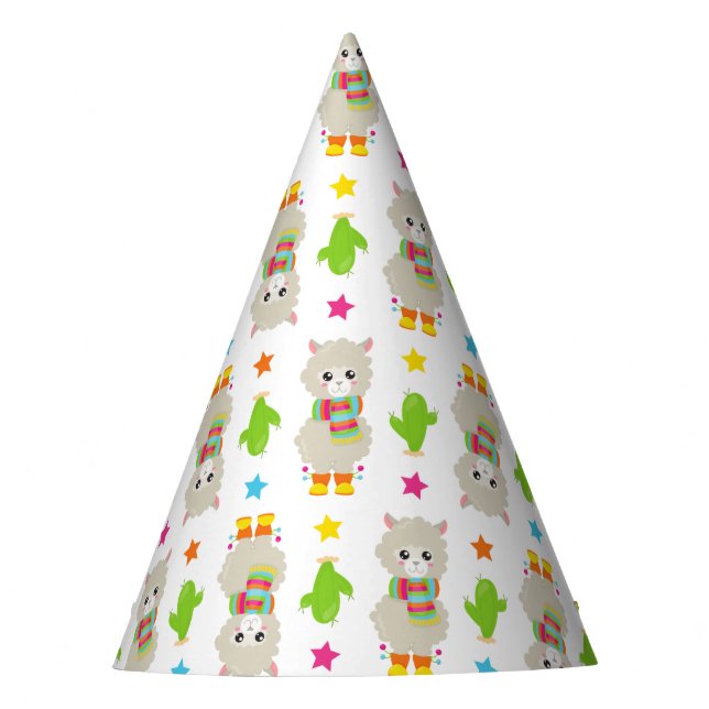 Chapeaux De Fêtes Motif De Llamas, Cute Llamas, Alpacas, Cactus (Devant)