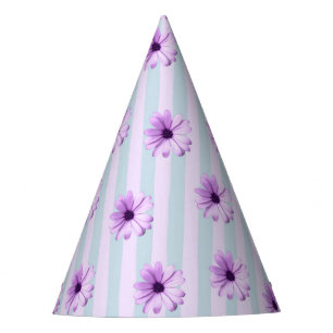 Chapeaux De Fêtes motif de marguerite rayé bleu et violet