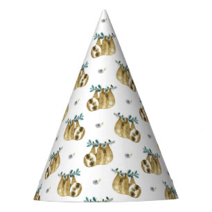 Chapeaux De Fêtes Motif de paresse d'aquarelle de tarte de Cutie