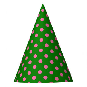 Chapeaux De Fêtes Motif de pois roses sur fond vert