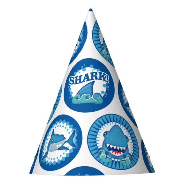 Chapeaux De Fêtes Motif de requin bleu - Joli garçons Attaque de req (Devant)