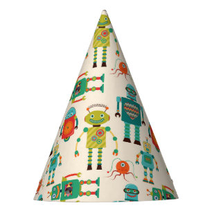 Chapeaux De Fêtes Motif de robots rétro colorés