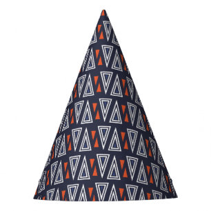 Chapeaux De Fêtes Motif de triangles géométriques bleu foncé et roug