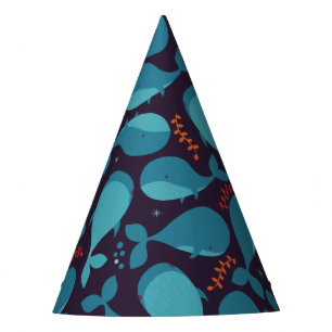 Chapeaux De Fêtes Motif des baleines bleues de Kawaii Cute.