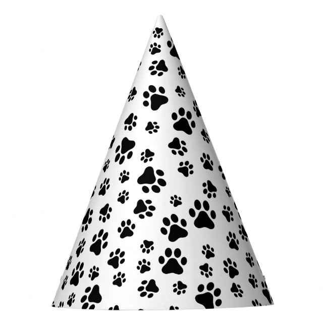Chapeaux De Fêtes Motif des pattes, pattes de chien, noir et blanc (Devant)