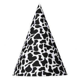 Chapeaux De Fêtes Motif des points de vache de ferme noir et blanc
