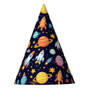 Chapeaux De Fêtes Motif d'exploration spatiale coloré