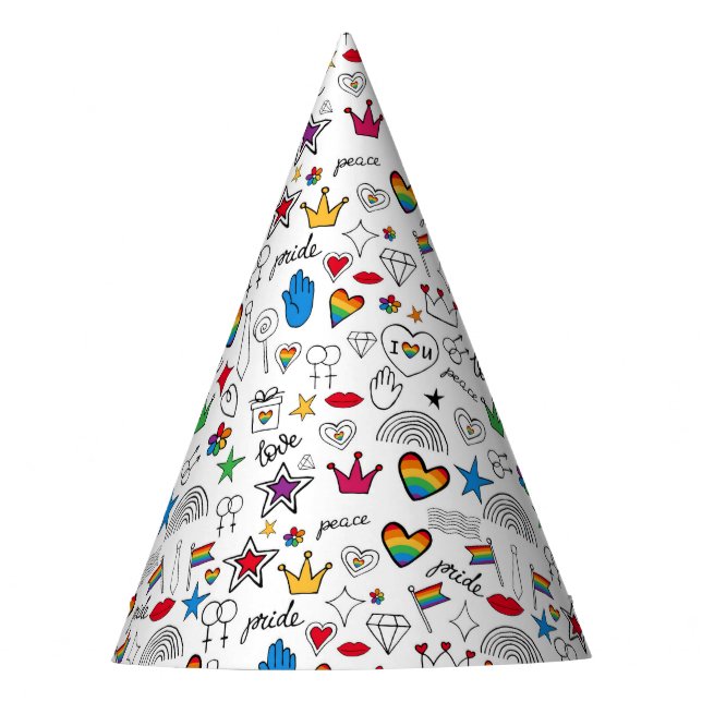 Chapeaux De Fêtes Motif Gay pride Doodle (Devant)