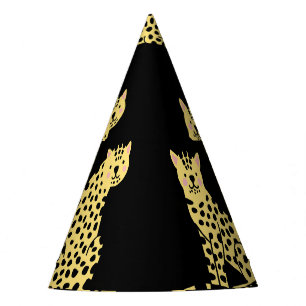 Chapeaux De Fêtes Motif léopard : Arrière - plan noir Cheetah