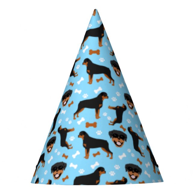 Chapeaux De Fêtes Motif Rottweiler Rottie Blue Boy Pawprint (Devant)