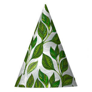 Chapeaux De Fêtes Motif sans couture avec Feuilles de thé vert