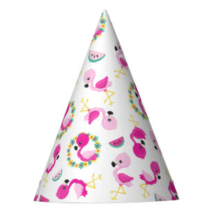Chapeaux De Fêtes Motif tropical, Flamants roses, pastèques, Fleurs