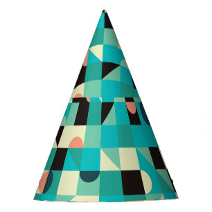 Chapeaux De Fêtes motif vintage avec triangles et cercles.