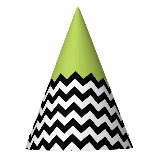 Chapeaux De Fêtes Motif Zigzag noir et blanc, Chevron, Vert (Devant)
