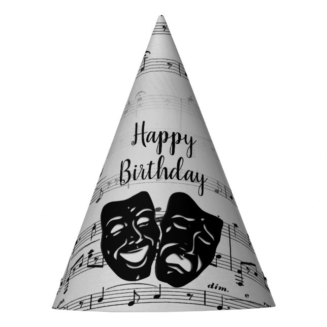 Chapeaux De Fêtes Musique et anniversaire argentés de masques de (Devant)