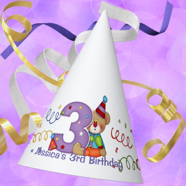 Chapeaux De Fêtes Naissance mignon Ours Âge 3 Casquette de fête (Créateur téléchargé)