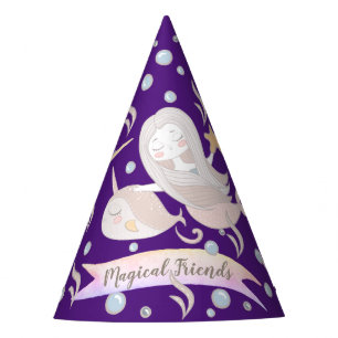 Chapeaux De Fêtes Narval,Sirène,Licorne,Drague Pastel Personnalisé