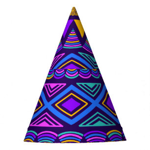 Chapeaux De Fêtes Neon Blue : Tribal Navajo Motif
