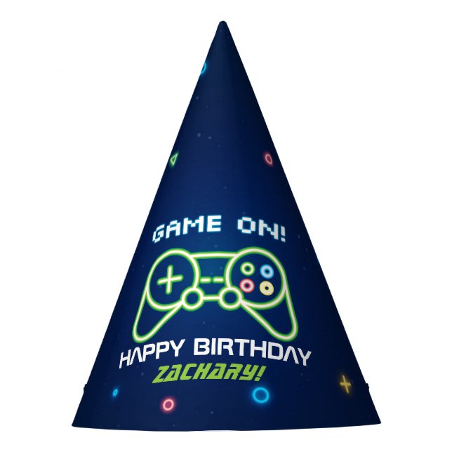 Chapeaux De Fêtes Neon Video Game Arcade Anniversaire (Devant)