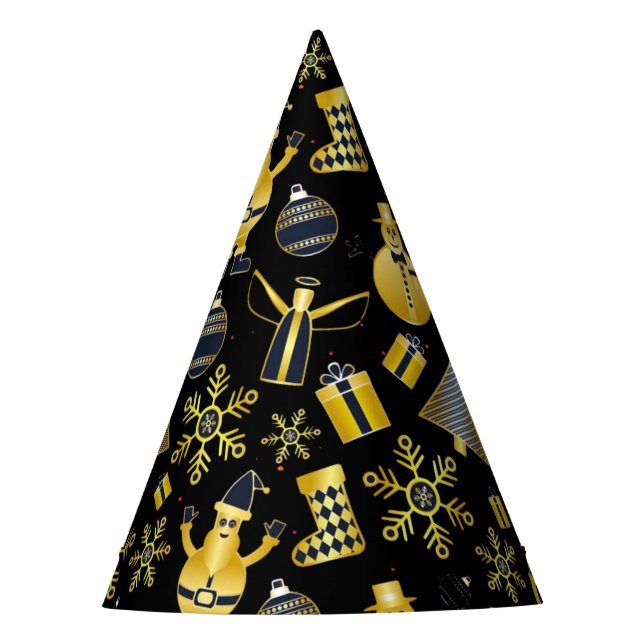 Chapeaux De Fêtes Noël Gold Père Noël Snowman Stocking Motif cadeau (Devant)