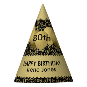 Chapeaux De Fêtes Numéro 80e anniversaire Motif Gold/Black Scallops