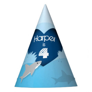 Chapeaux De Fêtes Océan bleu de coeur d'anniversaire de requin