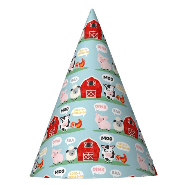 Chapeaux De Fêtes Oink Baa Moo Grotte ferme Anniversaire Enfants (Devant)