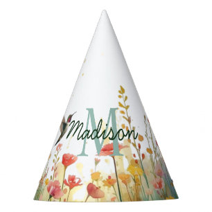 Chapeaux De Fêtes Oiseaux aquarelle printemps Monogramme floral Fleu
