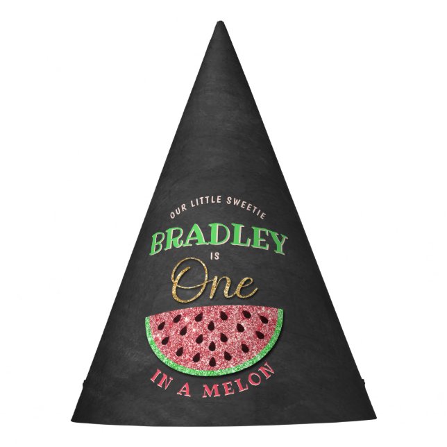 Chapeaux De Fêtes One In A Melon Chalkboard 1er anniversaire (Devant)