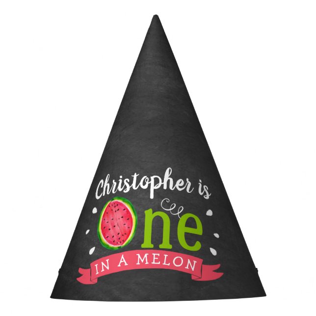 Chapeaux De Fêtes One In A Melon Chalkboard 1er anniversaire (Devant)