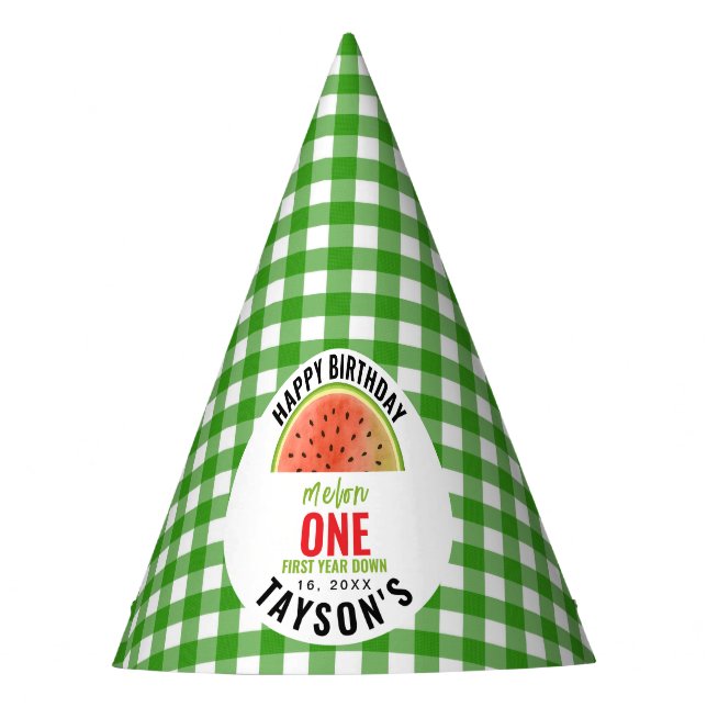 Chapeaux De Fêtes One in a Melon glitter watermelon 1st birthday (Devant)