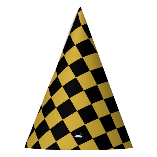 Chapeaux De Fêtes Or métallique avec Motif Carré noir (Gauche)