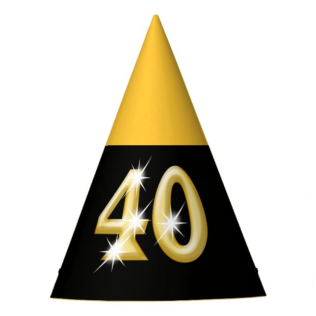 Chapeaux De Fêtes or noir de quarantième quarantième anniversaire (Devant)