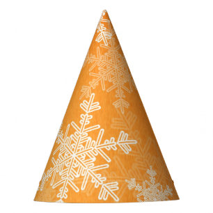 Chapeaux De Fêtes Orange White Snowflakes minimaliste Noël
