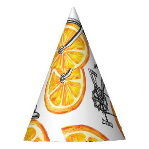 Chapeaux De Fêtes Oranges de bicyclette : motif d'été à l'aquarelle