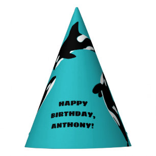 Chapeaux De Fêtes Orcas Killer Whales Turquoise Blue Anniversaire