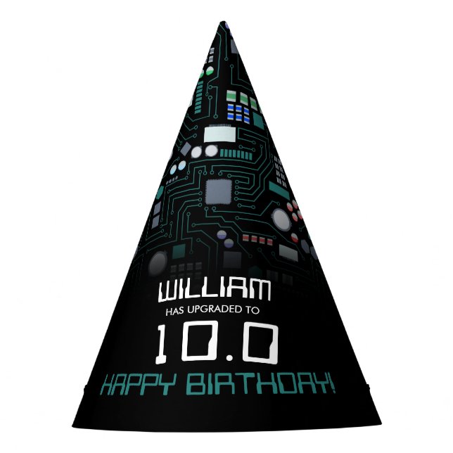 Chapeaux De Fêtes Ordinateur Circuit Board Enfants Robotique Anniver (Devant)