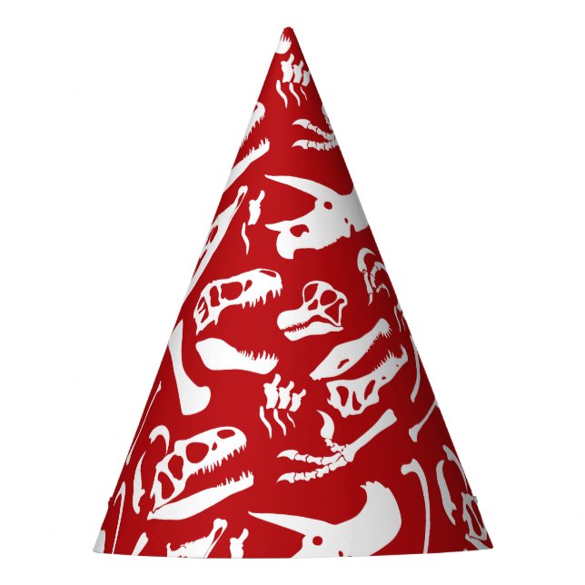Chapeaux De Fêtes Os de dinosaure (rouges) (Devant)