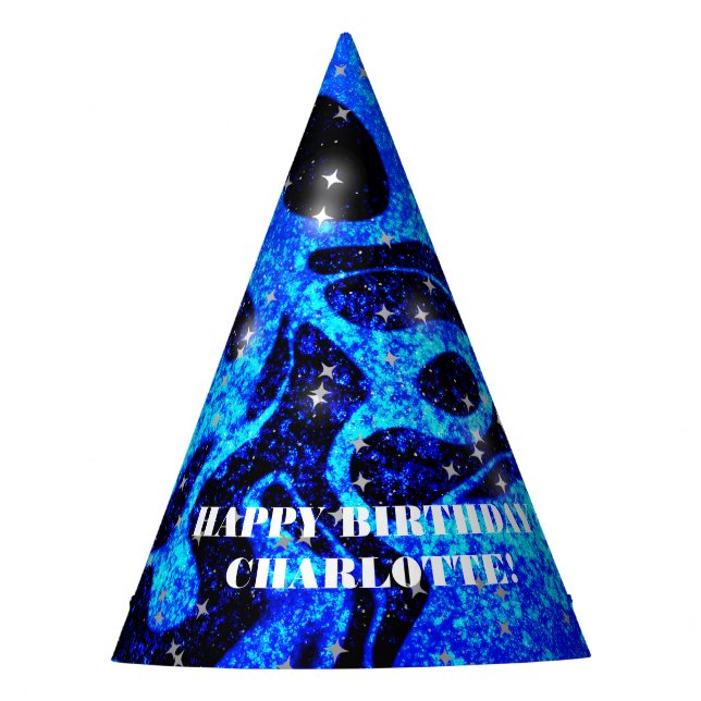 Chapeaux De Fêtes Pailletant bleu vibrant et cosmique (Devant)
