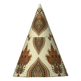 Chapeaux De Fêtes Paisley floral, motif vintage textile asiatique.