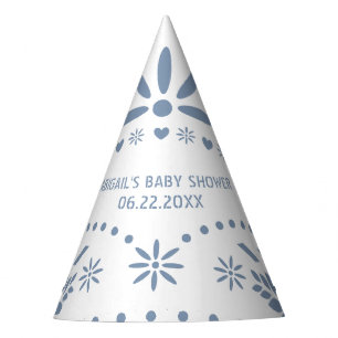 Chapeaux De Fêtes Papier bleu et blanc foncé picado bébé douche