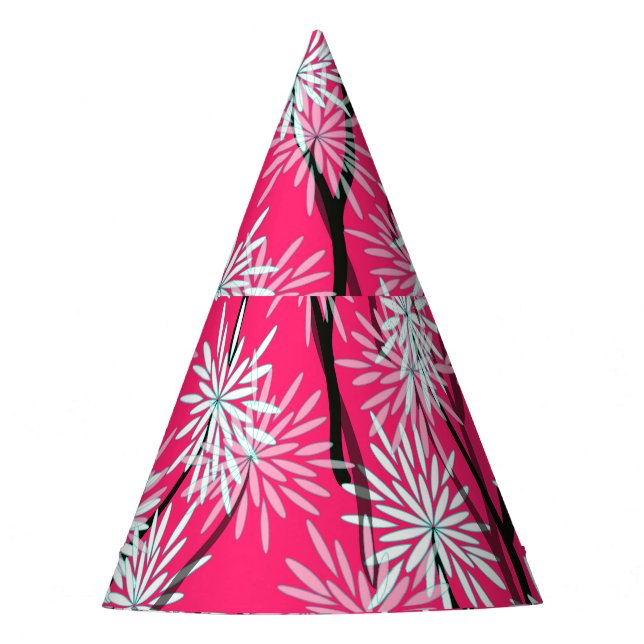 Chapeaux De Fêtes Papier peint floral asiatique rétro. (Devant)