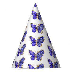 Chapeaux De Fêtes Papillon saphir à fleurs