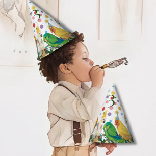 Chapeaux De Fêtes Parrots & Confetti Tropicaux Un Mignonne Feu Anniv